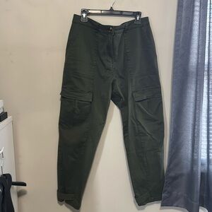 H&M Dark Green Cargo Straight Leg Pants
